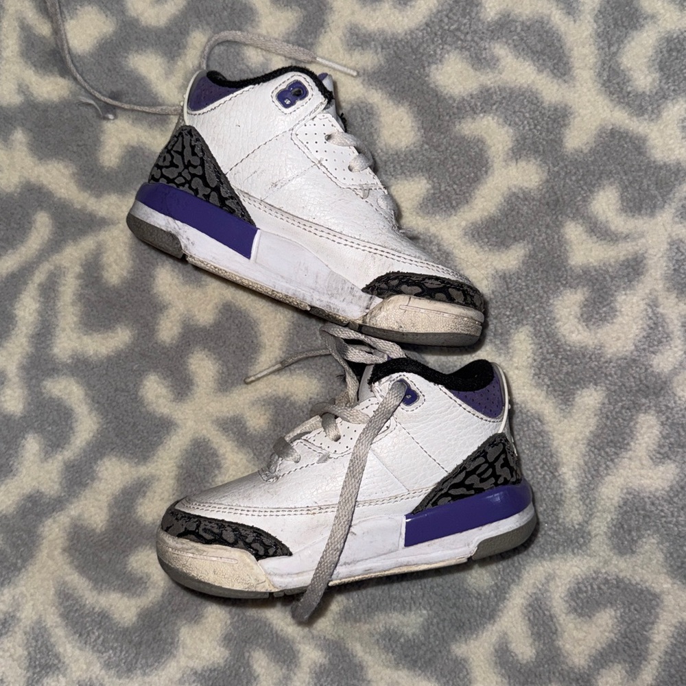 💜 Air Jordan GUC Toddlers Retro 3 Td 'Dark Iris' Sneakers💜 SIZE 6 - Picture 5 of 10